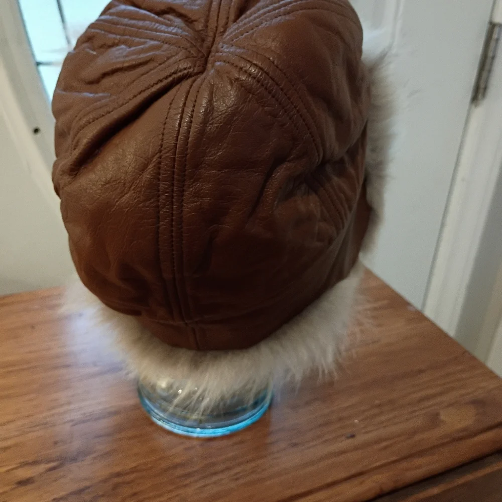 CABELAS SZ XL CROWN CAP GENUINE COYOTE LEATHER COVER CANADIAN TAPPER HAT - Picture 3 of 10